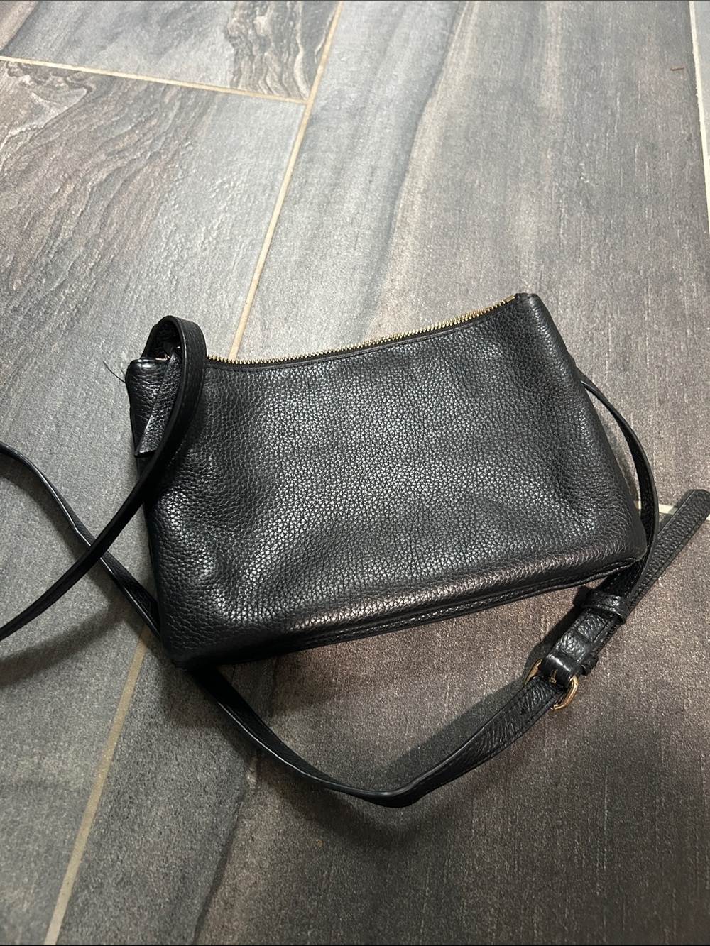 Vince Camuto Black Pebbled Leather Crossbody with Gold Accents - Picture 3 of 4